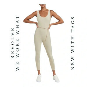 1356. REVOLVE WE WORE WHAT SCOOP JUMPSUIT RIBBED COMES WITH METAL‎ BELT MEDIUM